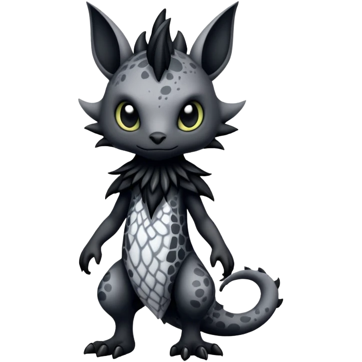 a dark gothic gloomy edgy vernid-fionbri-creature with splash patterns full body emoji