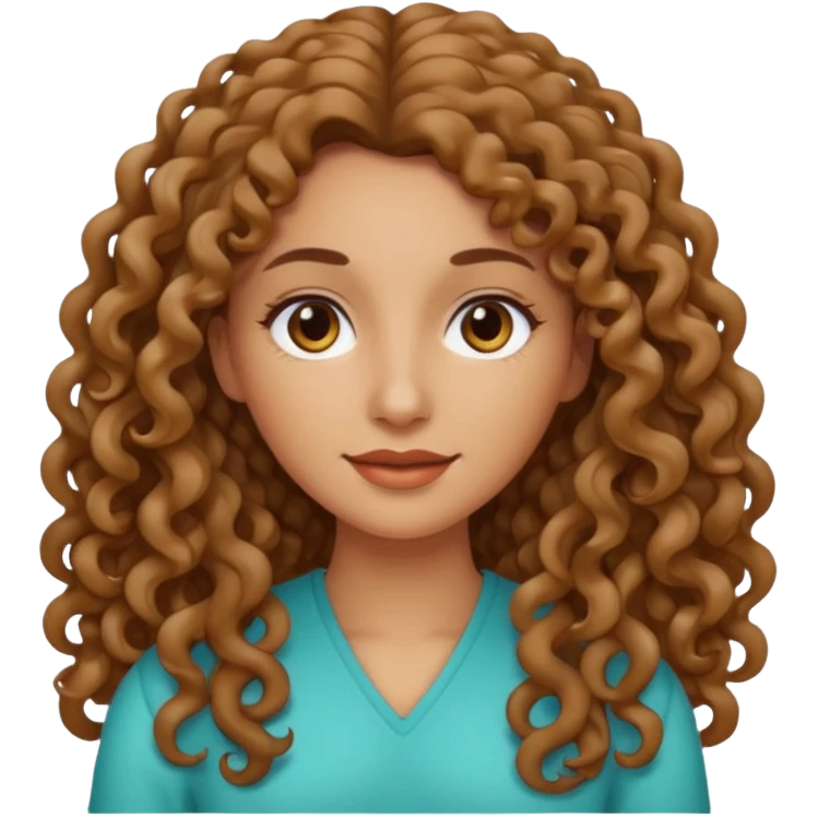 Mujer piel canela y pelo rizado largo , el pelo un poco más oscuro  emoji