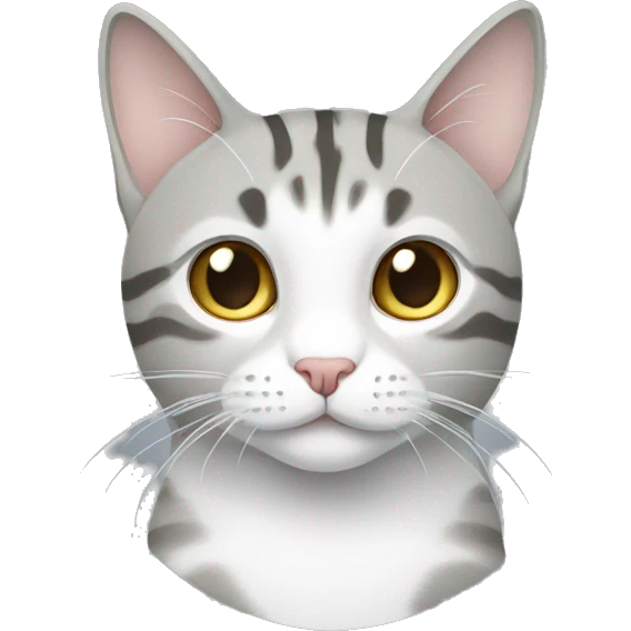 grey and white, centered, tabby cat emoji