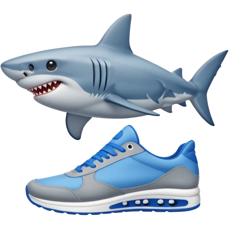 Un tiburón con zapatos tenis azules  emoji