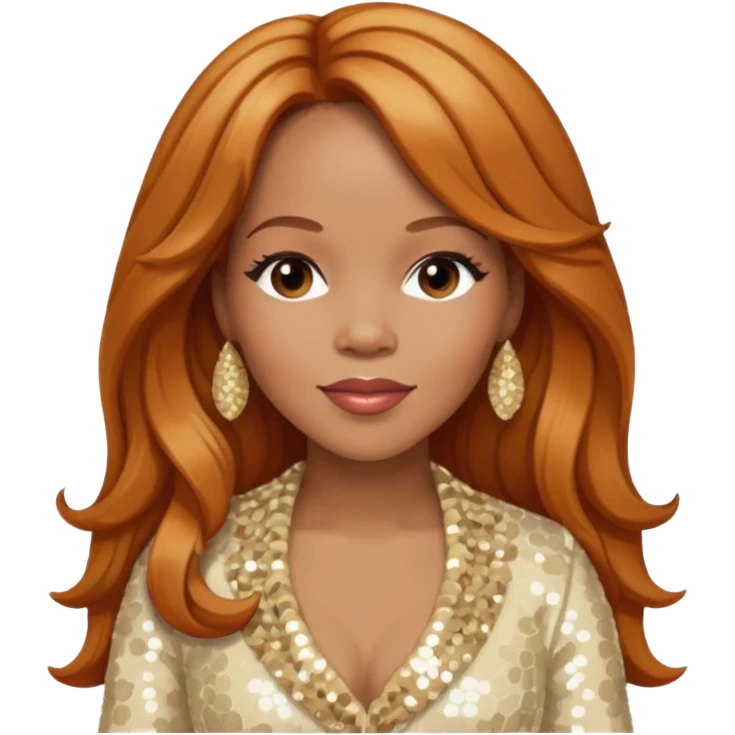 Tina Campbell from Mary Mary with long reddish blonde hair, cream sequin outfit emoji