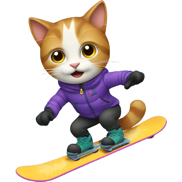 cat snowboarding emoji