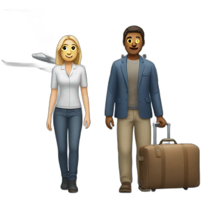 able-bodied people next to a plane emoji