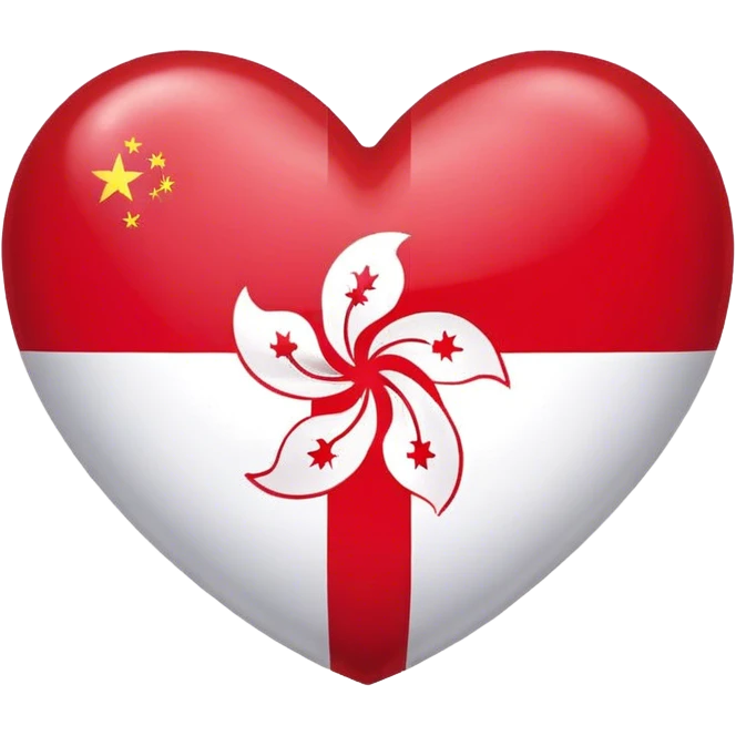 hong kong flag but shape of heart emoji
