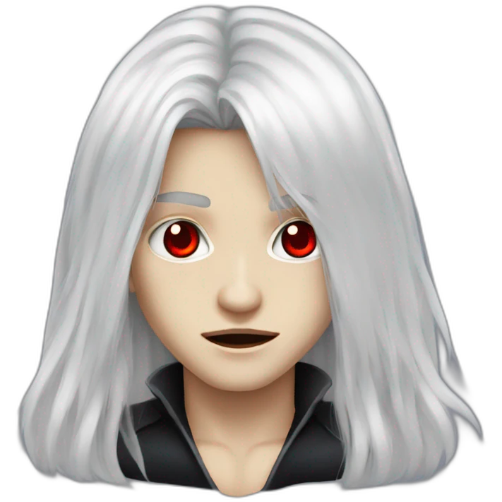 young long hair white haired red eyes vampire emoji