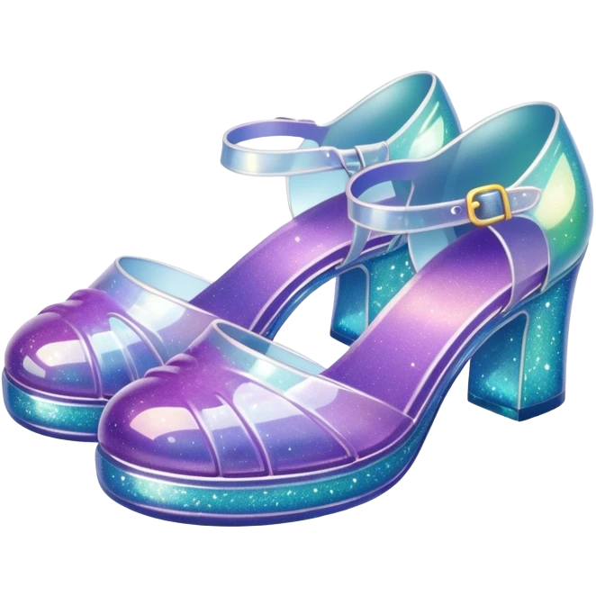 90’s glitter jelly shoes emoji