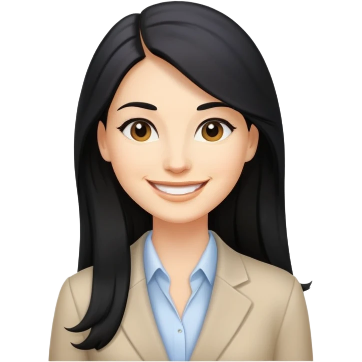 Business woman caucasian long black hair girl emoji