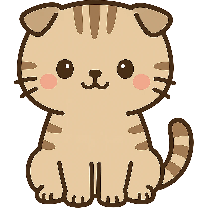flat toon kawaii scottish fold kitten sitting emoji