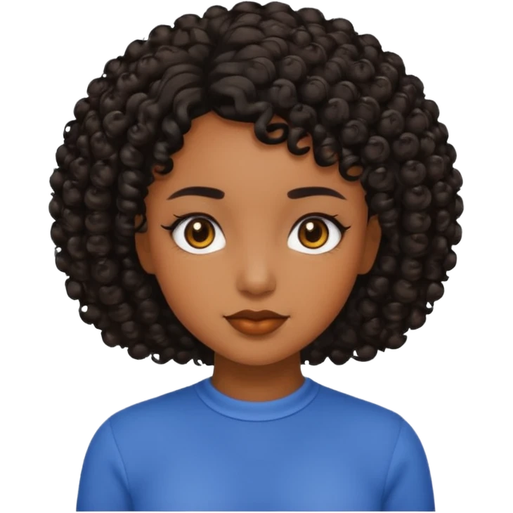Brown skin Girl with curly black short hair emoji