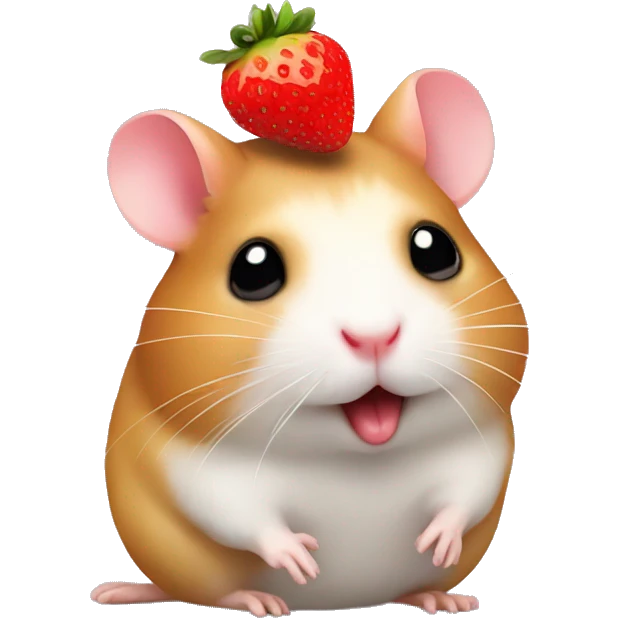 hamster with strawberry in mouth emoji