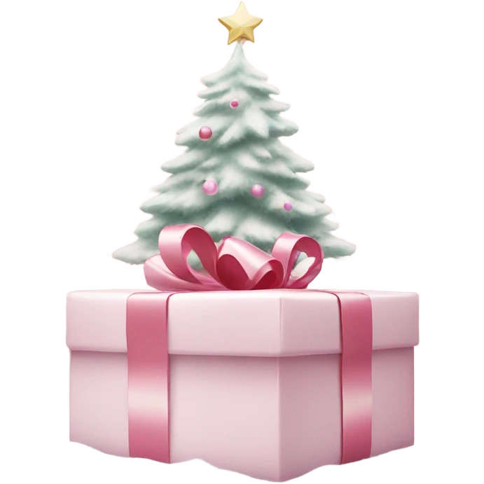 Light pink Christmas gifts under a white Christmas tree  emoji