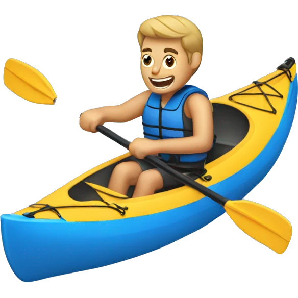 Man kayaking blue kayak emoji