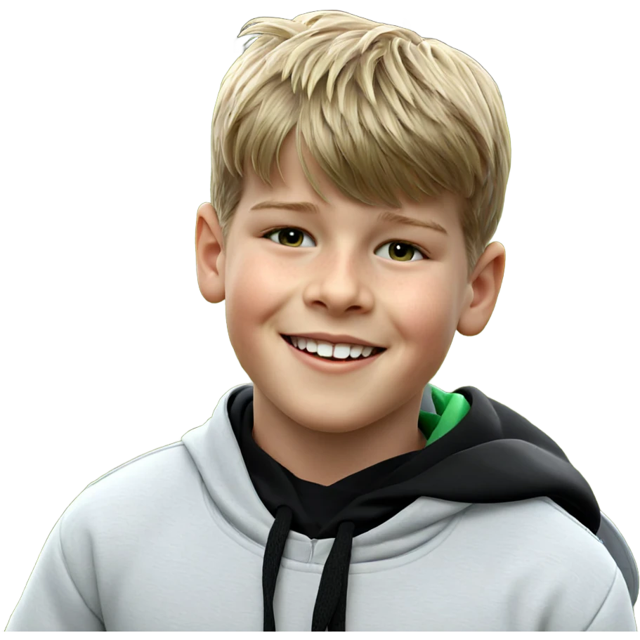 smiling boy in outdoor grass emoji