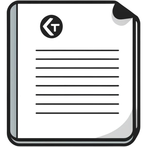 white document with rounded corners, gray plus sign in top left, three gray lines below as text, minimalist flat design emoji