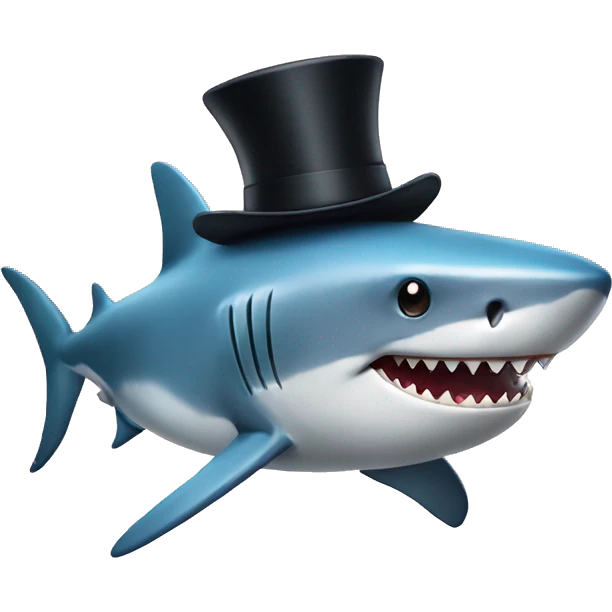 Shark with a top hat emoji
