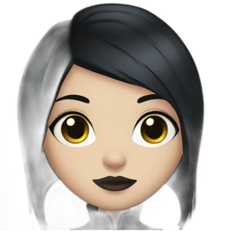 goth girl with black hair and eyeliner, grunge emoji