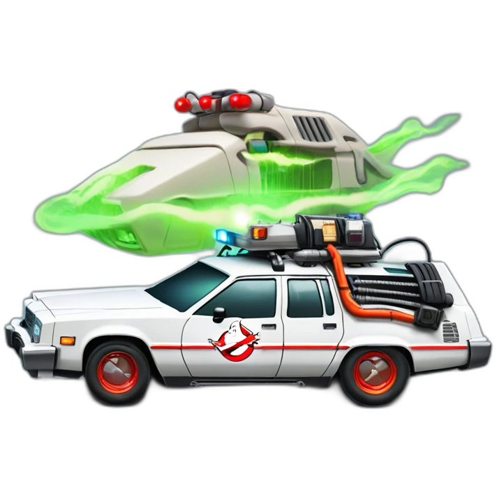 Ghostbusters ECTO-1 as a DeLorean emoji