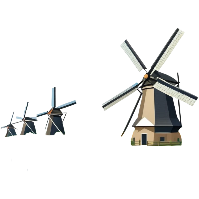 cinematic-realistic-kinderdijk-windmills-landmark-emoji,-showcasing-traditional-dutch-windmills-aligned-along-a-tranquil-canal,-with-lush-green-fields emoji