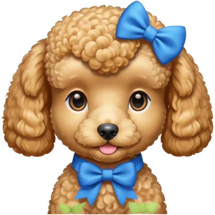 un barboncino maschio color miele piccolo con un fiocco celeste emoji