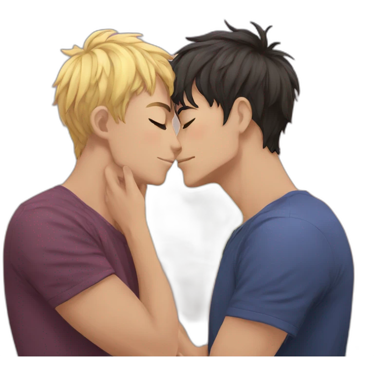 gay anime dudes kissing emoji