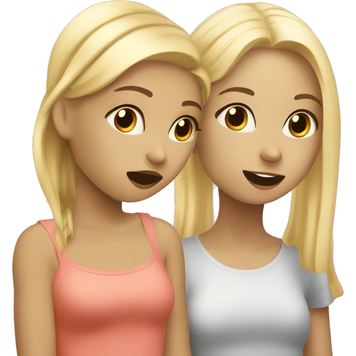blonde girl and girl with fair hair gossiping and eating something during the hang out  emoji