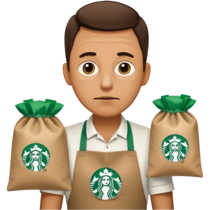 create a emoji for my male friend who is doing double shifts at starbucks and tired  emoji