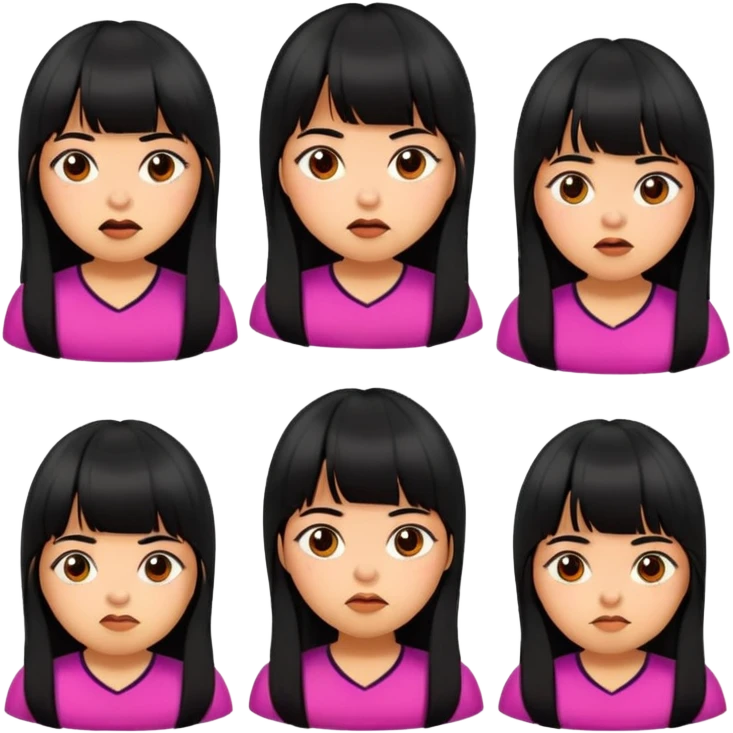 Mexican girl with bangs black long hair plus size emotions  emoji