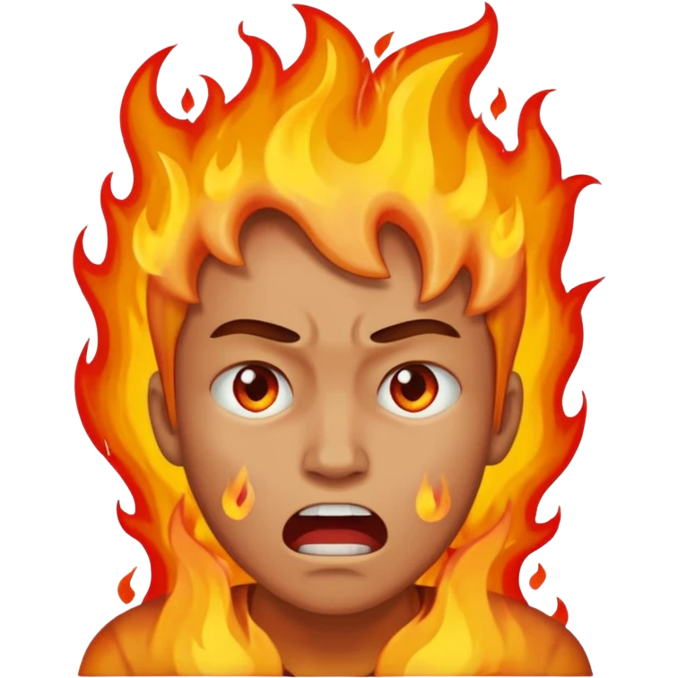 Make an emoji of a person tearing themself apart with flames and their on fire emoji