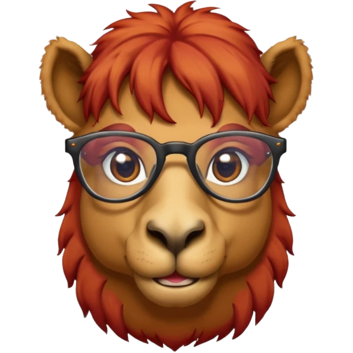 camel face with red hair and glasses emoji