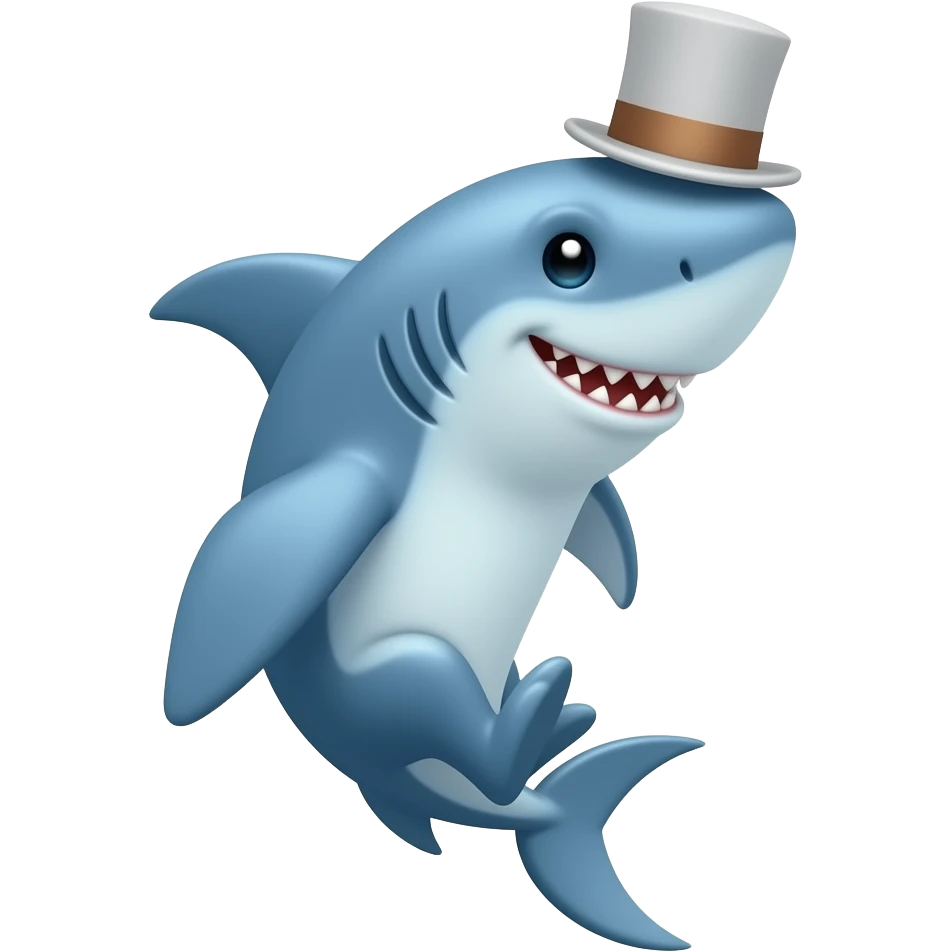 Shark with a top hat emoji