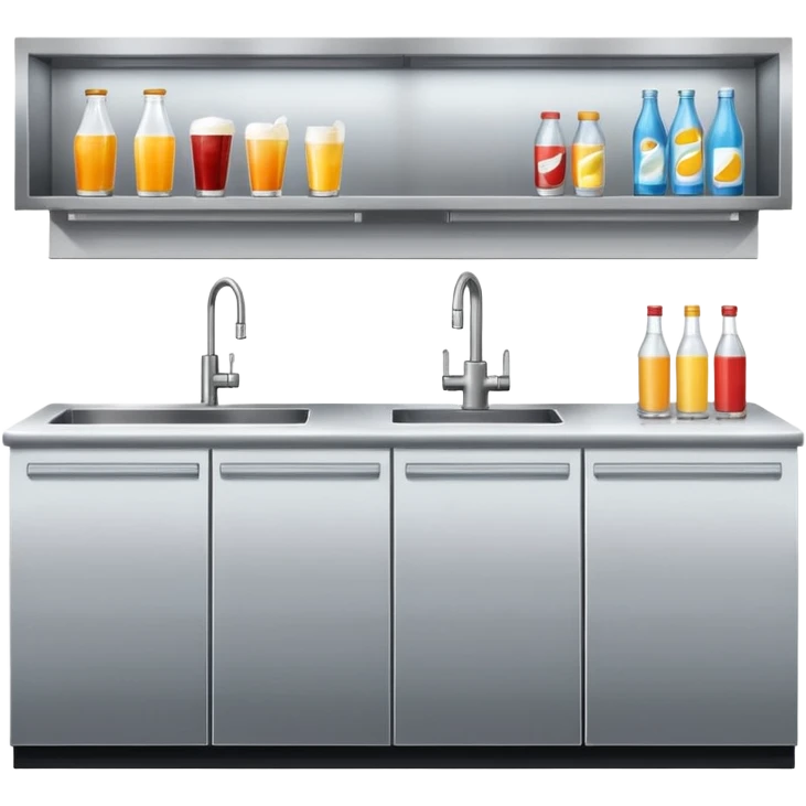 counter with beverage fridge and sink emoji