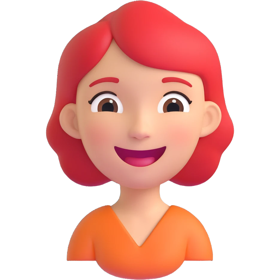 3D emoji of a woman with cheerful expression and plain background emoji
