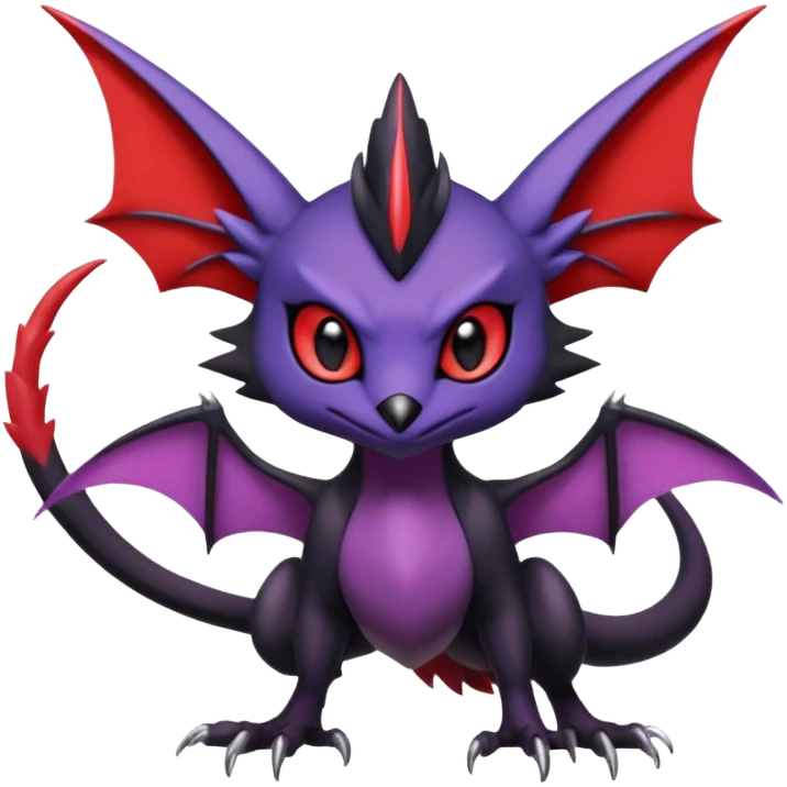 Dark edgy cute black red purple Noibat-Noivern-Nargacuga-Trico-Draco-Fakémon-Pokémon-hybrid-fusion emoji