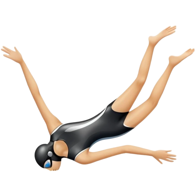 An icon showing a diver captured mid-air in a graceful pose above a pool, with a diving board behind and water below. Splash trails and motion lines emphasize precision and elegance. Transparent background highlights the beauty and focus of competitive diving. emoji