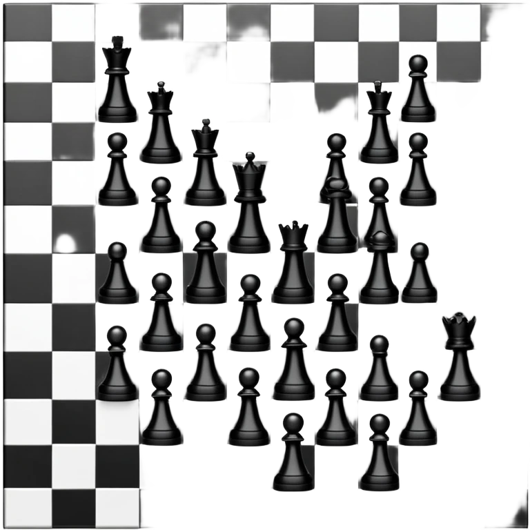 chess board with strictly black and white squares only, no other colors, no chess pieces, just alternating black and white squares emoji