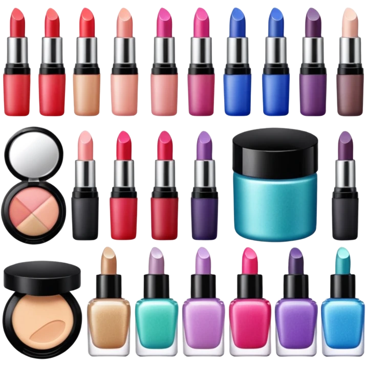 cosmetics, makeup items, beauty products emoji
