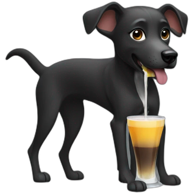 black slim female dog drinking mate emoji