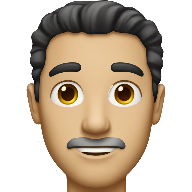white man with dark hair, slight stubble, small golden earring on his left ear emoji