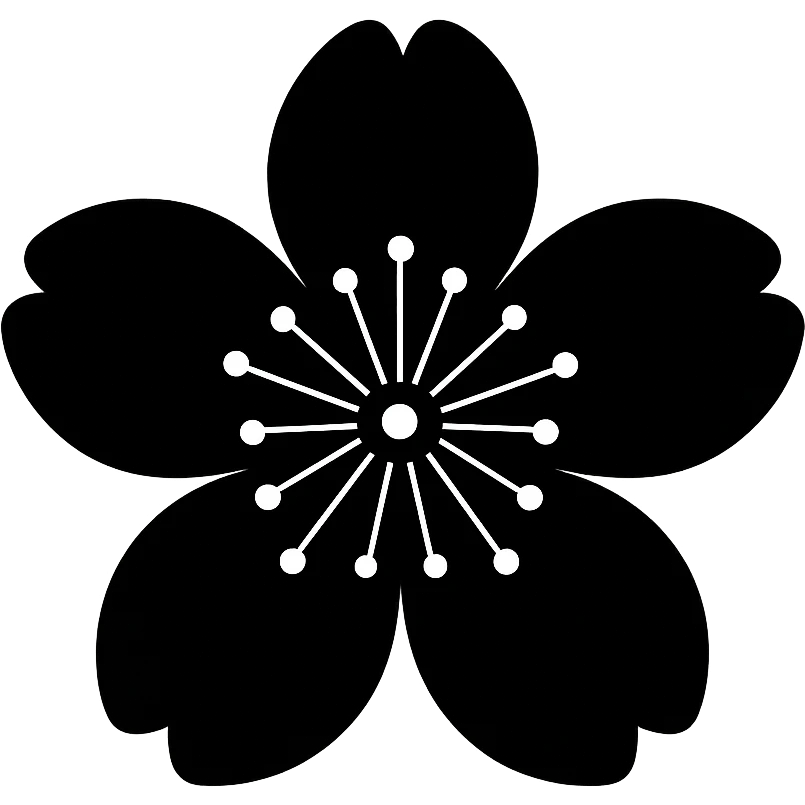 show  one black cherry blossom without a stem , remove background emoji