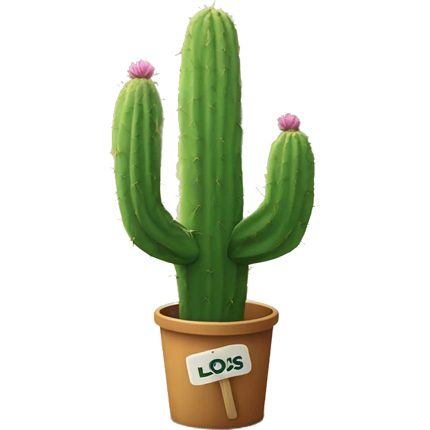 Cactus with sign that says “Los Taques” emoji