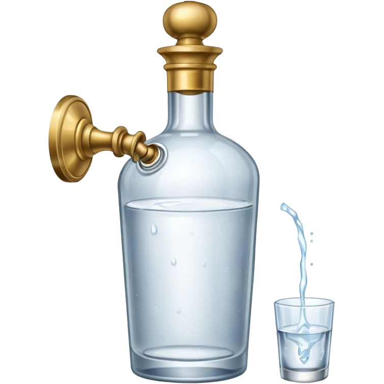 A bottle of vodka emoji in the style of Apple emoji with a window and a knocker. emoji