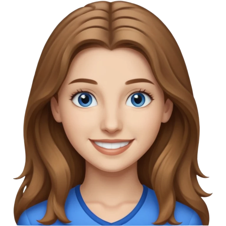 Nathalia Ramos with light brown long hair, blue eyes emoji