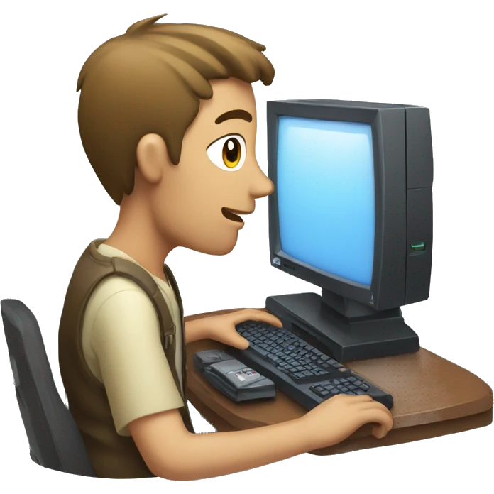 Guy playing gaming pc emoji