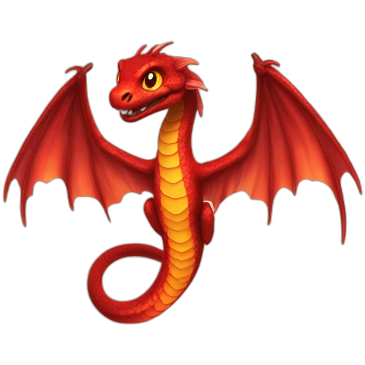 Red fire Serpant with wings emoji