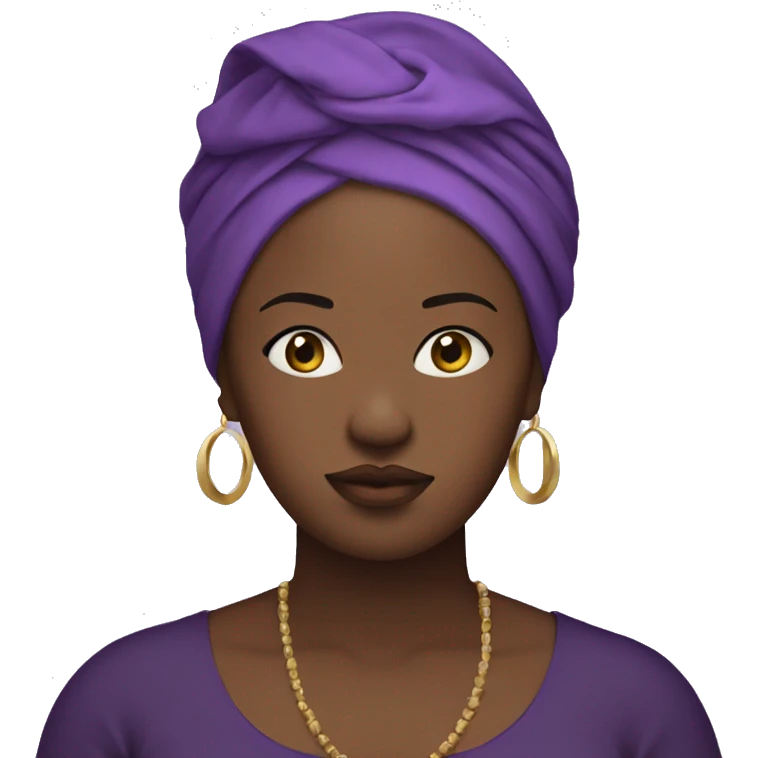 Dark Plus size woman with purple head wrap praying  emoji