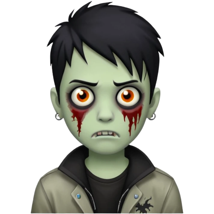 boy zombie with black hair emo and piercing on eyebrow  emoji
