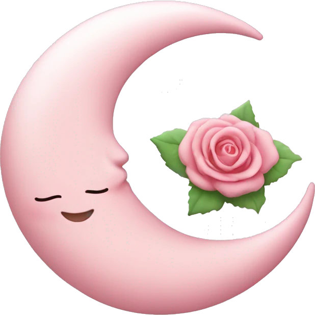 Baby Pink crescent moon with rose   emoji