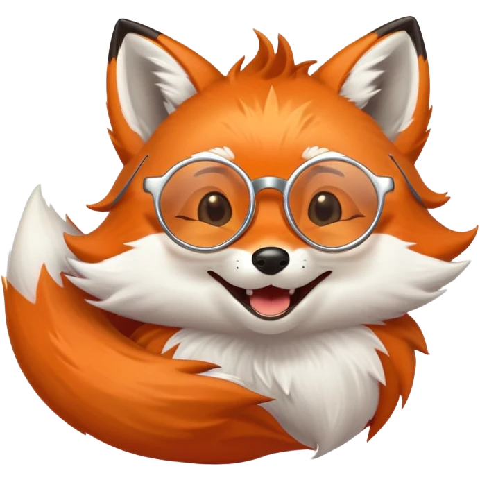 A magical fox with glowing fur, a silver star on its forehead, and round glasses, rolling on the floor and laughing uncontrollably. 🦊🤣 emoji