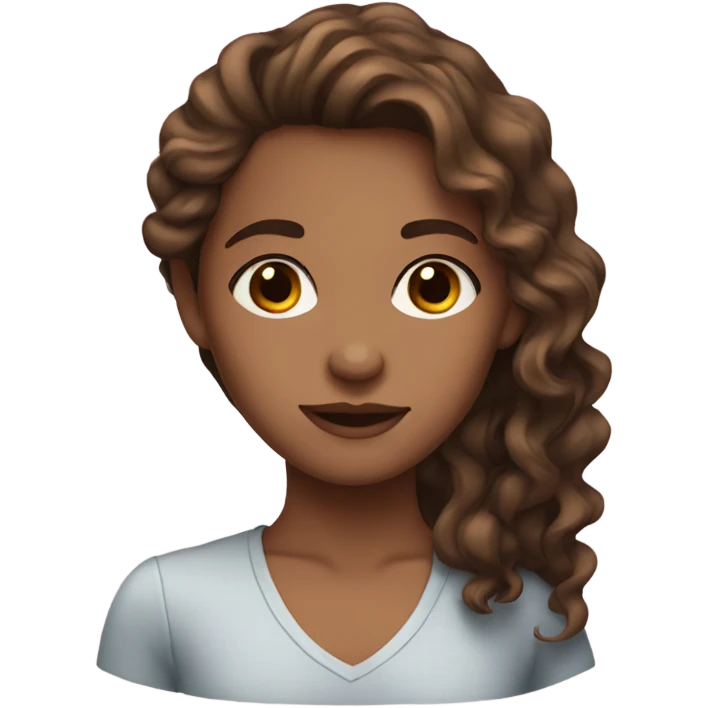 girl with wavy brown hair and brown eyes emoji
