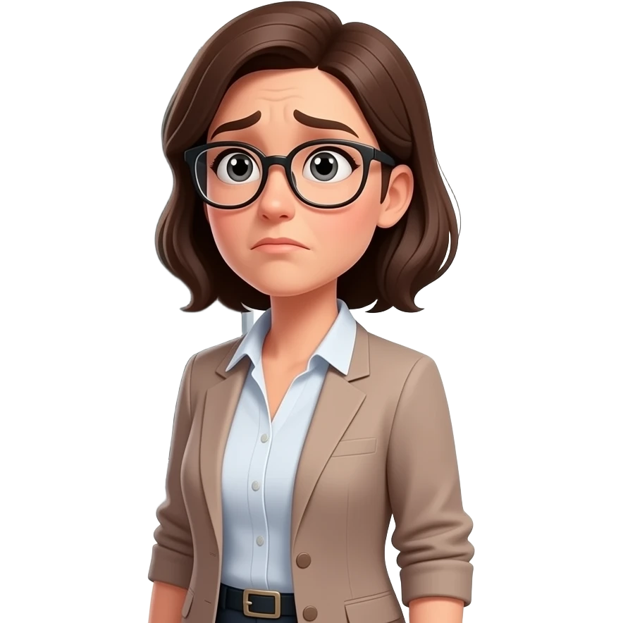 A photorealistic portrait of a female teacher in her 30s wearing glasses, standing in a school classroom. She has a skeptical look, looking up at the viewer with raised eyebrows. Next to her, a large blackboard has the text 'Who is Hasbulla?' written in messy chalk. Soft overhead classroom emoji